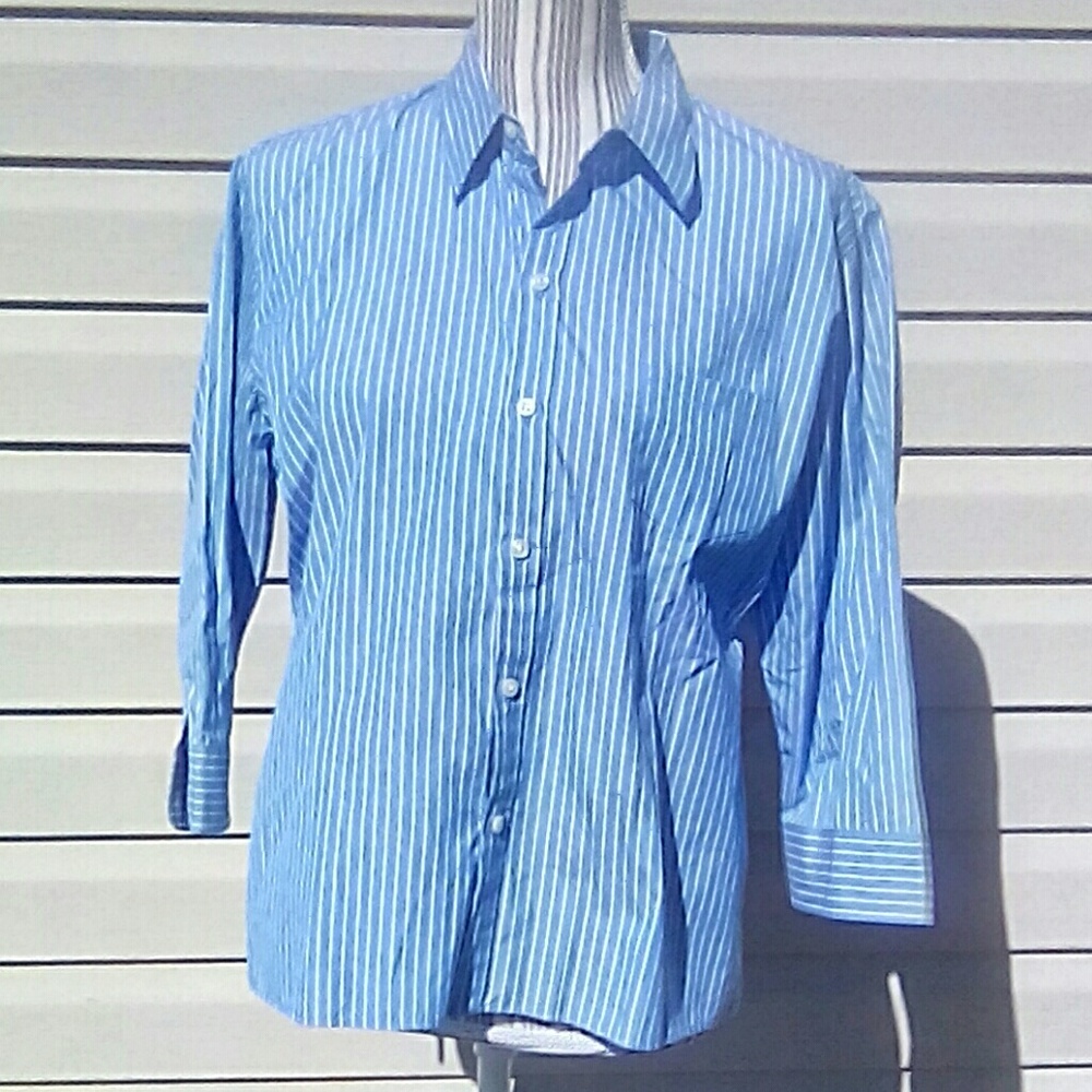 Ralph Lauren NWT Slim Fit Size 14 Blue & White Stripe Top Size 14